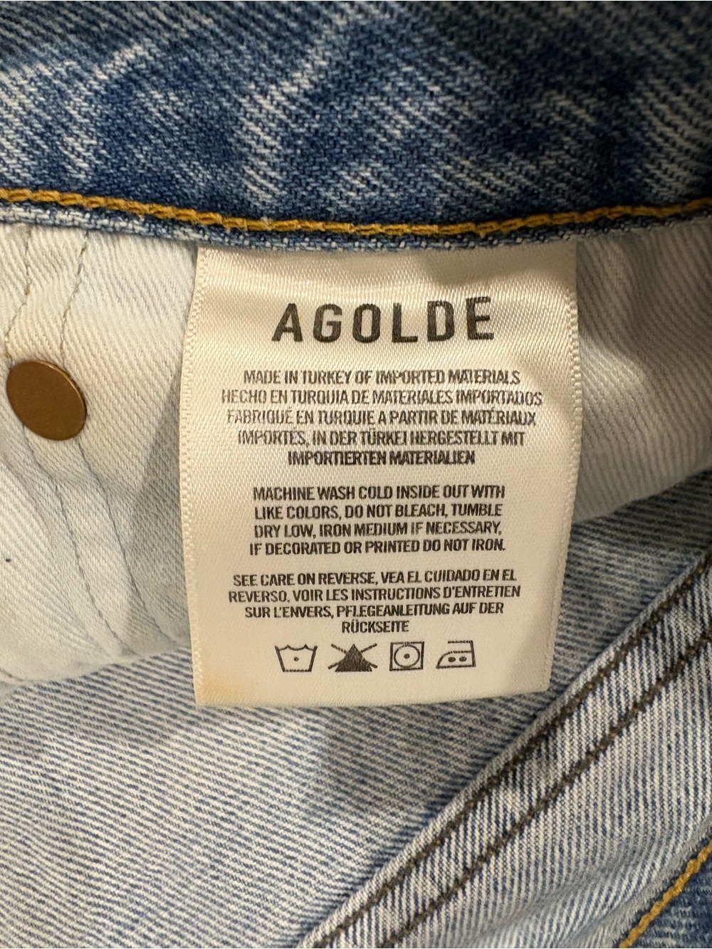 Agolde Light Blue Distressed Denim Cutoff Shorts - Picture 6 of 6